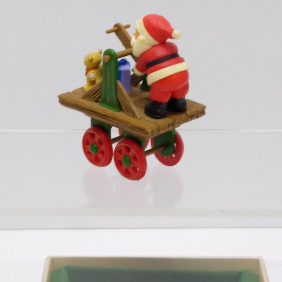 Hallmark Ornament 1983 Here Comes Santa Express Train Handcar 5th in Series #5 - Picture 3 of 6